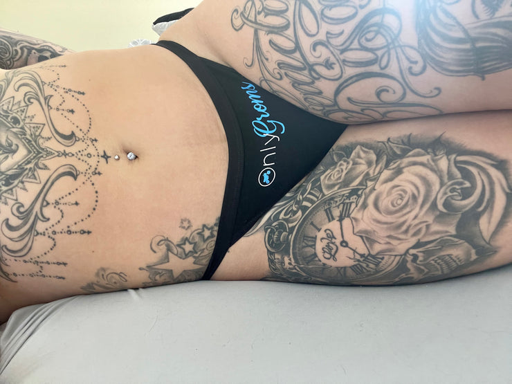 Thong Black w/ white & blue logo