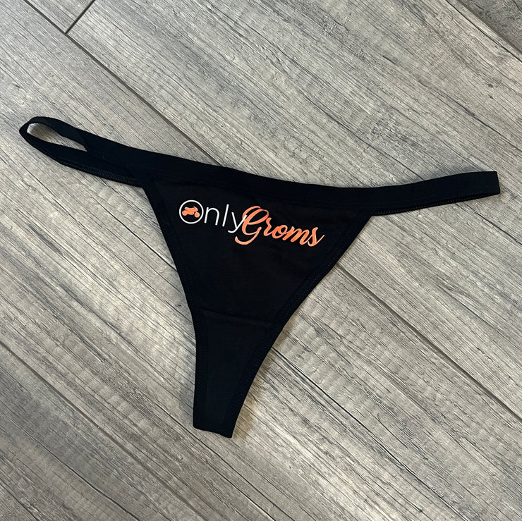 Thong Black w/ white & orange logo