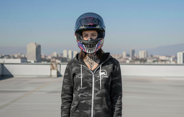 Black Camo Zip Up Hoodie