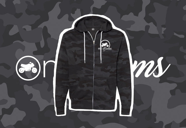 Black Camo Zip Up Hoodie