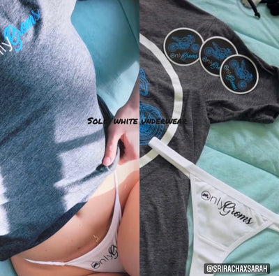 Thong white w/ black logo